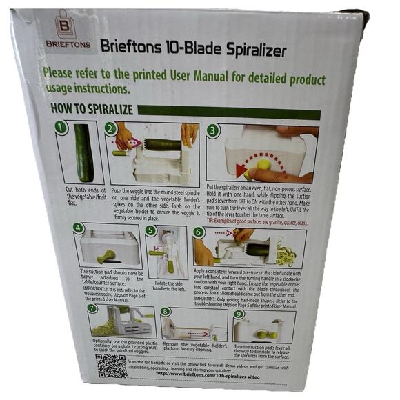 10-Blade Vegetable Spiralizer: Strongest-Heaviest Duty Spiral Slicer Brieftons - Picture 3 of 13